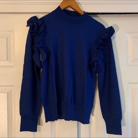 Halogen Detachable Sleeve Sweater Blue Medium - Picture 3 of 8